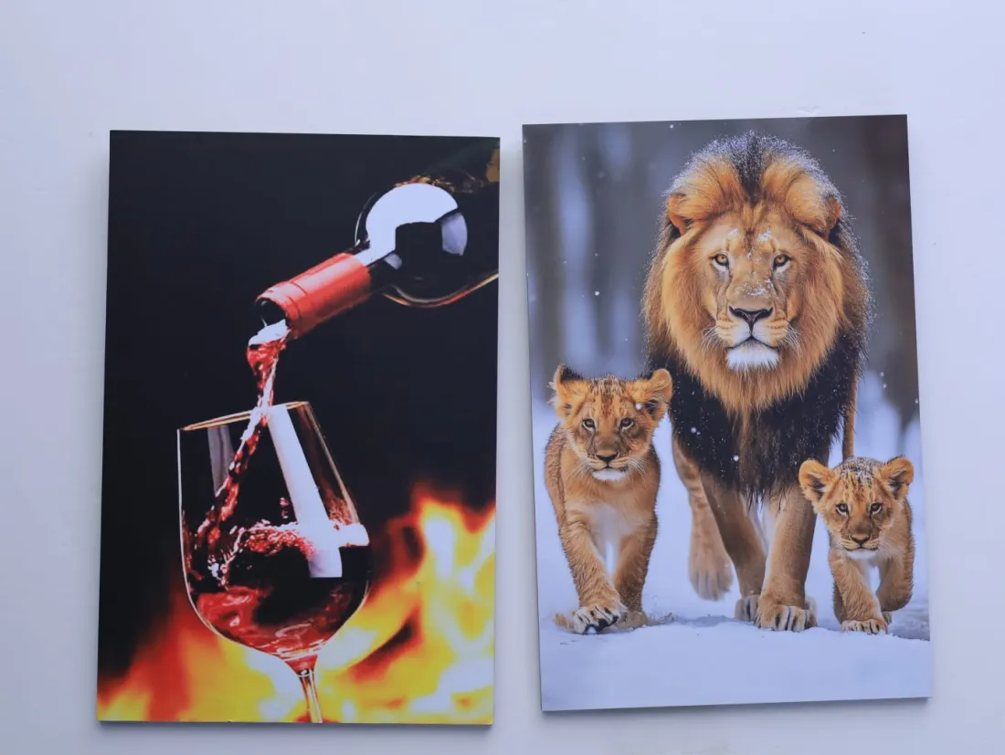 Red Wine & Lion Family Pair – Décor & Lifestyle wall art mount by Kwanza Images